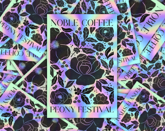 Noble Coffee 2025 Peony Festival Holographic Sticker PRE-ORDER