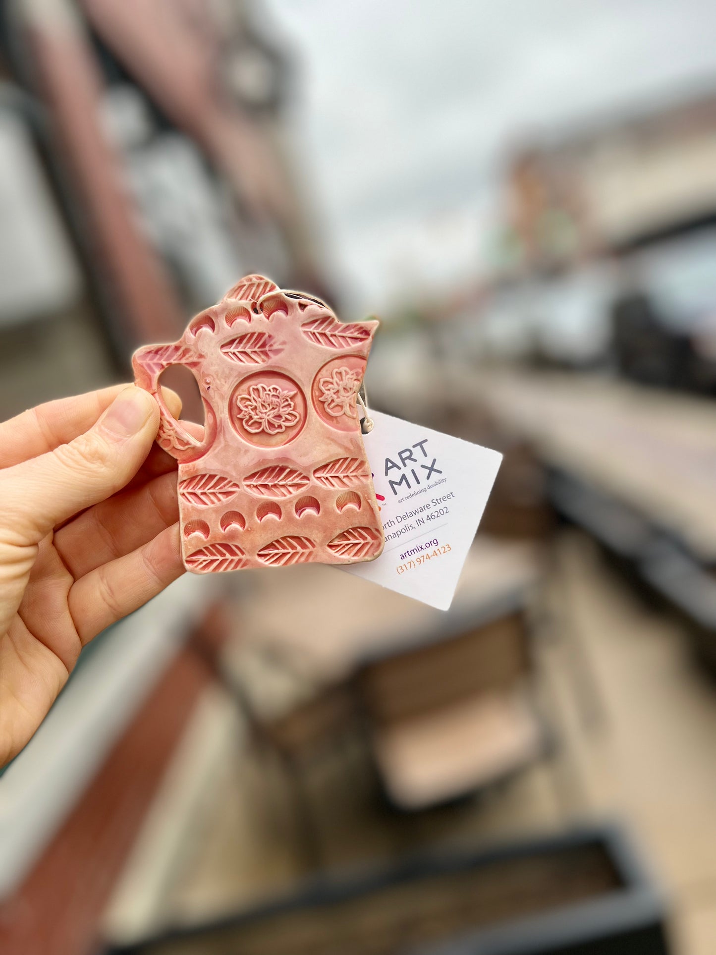 Handmade Ceramic Kettle Ornament - Peony Pink Edition