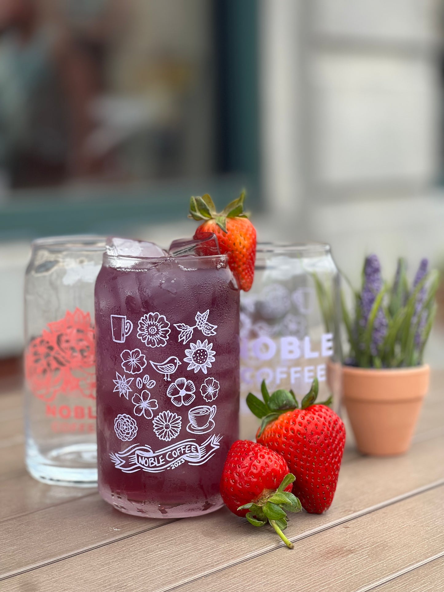 Noble Coffee 2023 16oz Peony Glass